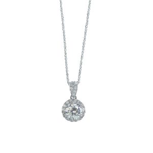 Diamond halo Pendant necklace on a chain